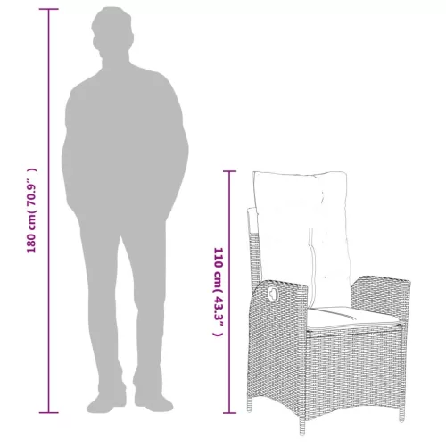  7 részes szürke polyrattan kerti étkezőgarnitúra párnával