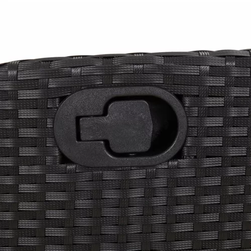  7 részes fekete polyrattan kerti étkezőgarnitúra párnával
