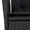  7 részes fekete polyrattan kerti étkezőgarnitúra párnával