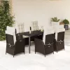  7 részes barna polyrattan kerti étkezőgarnitúra párnával