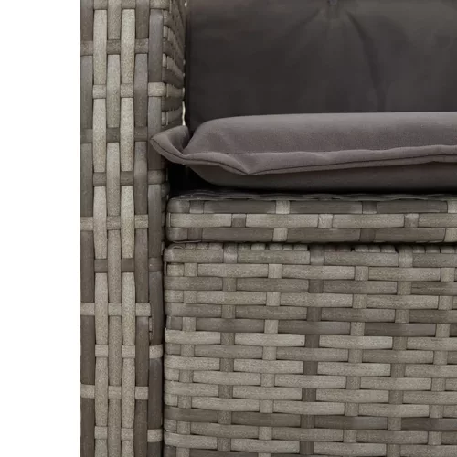  5 részes szürke polyrattan kerti étkezőgarnitúra párnával