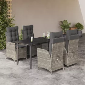    5részes világosszürke polyrattan kerti étkezőgarnitúra párnával