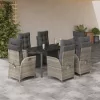  7 részes világosszürke polyrattan kerti étkezőszett párnával