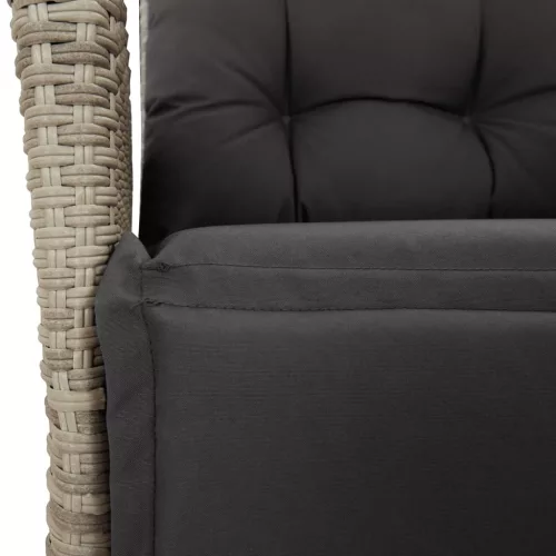  7 részes világosszürke polyrattan kerti étkezőszett párnával