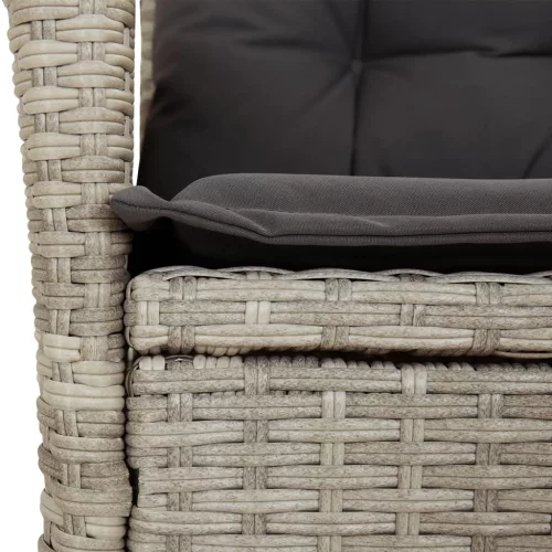  7 részes világosszürke polyrattan kerti étkezőszett párnával