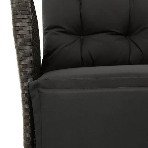  5 részes fekete polyrattan kerti étkezőgarnitúra párnákkal