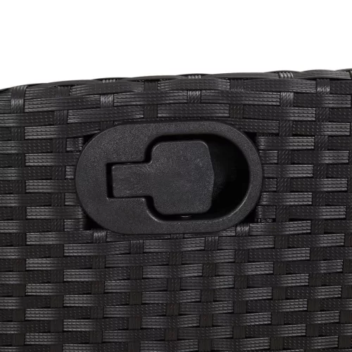  5 részes fekete polyrattan kerti étkezőgarnitúra párnákkal