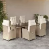  7 részes bézs polyrattan kerti étkezőgarnitúra párnákkal
