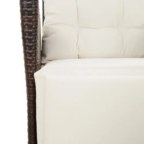  5 részes barna polyrattan kerti étkezőgarnitúra párnákkal