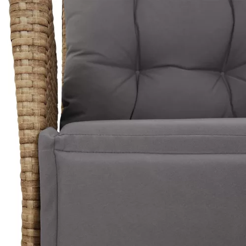  7 részes vegyes bézs polyrattan kerti étkezőgarnitúra párnákkal
