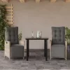  3részes világosszürke polyrattan kerti étkezőgarnitúra párnával
