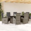  7 részes szürke polyrattan kerti étkezőgarnitúra párnával