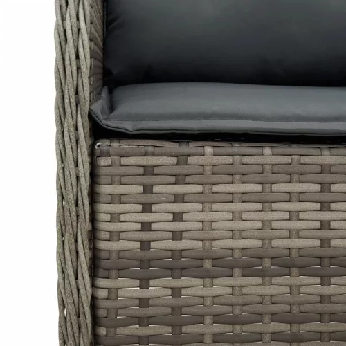  7 részes szürke polyrattan kerti étkezőgarnitúra párnával