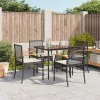 5 részes fekete polyrattan kerti étkezőgarnitúra párnákkal