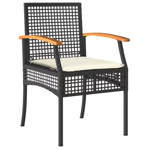  5 részes fekete polyrattan kerti étkezőgarnitúra párnákkal