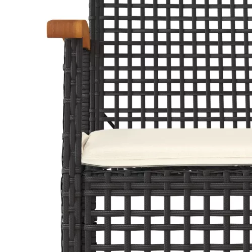  5 részes fekete polyrattan kerti étkezőgarnitúra párnákkal