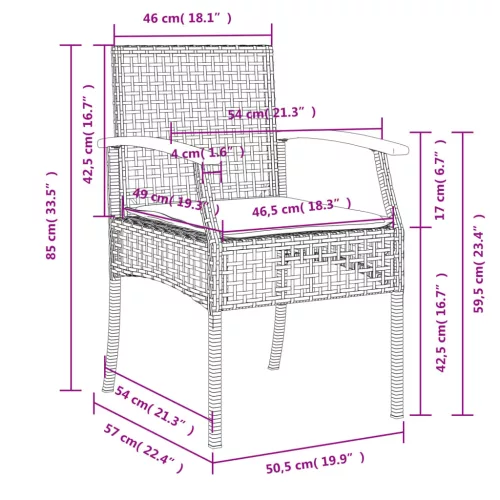  5 részes fekete polyrattan kerti étkezőgarnitúra párnákkal