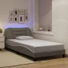  tópszínű szövet ágykeret LED-ekkel matrac nélkül 100x200 cm