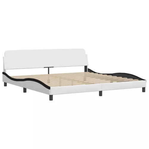  fehér és fekete ágykeret LED-ekkel matrac nélkül Zadar 200x200 cm