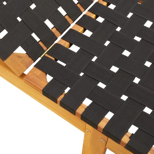  2 db fekete tömör akácfa és szövet napozóágy