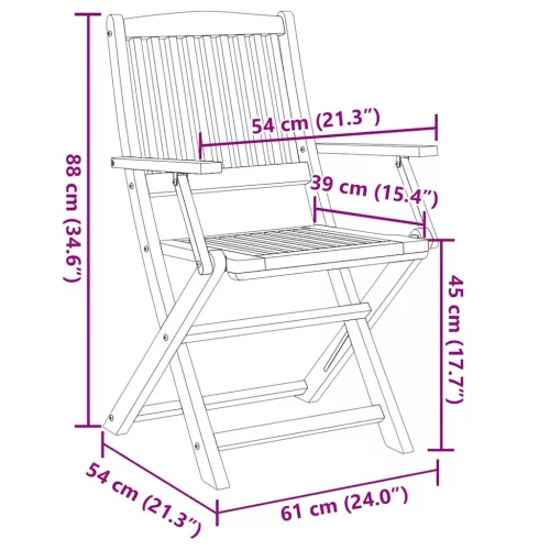  6 db összecsukható tömör akácfa kerti szék 54,5x58x90 cm