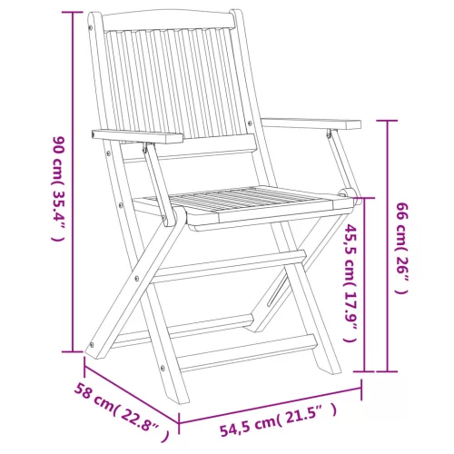  8 db összecsukható tömör akácfa kerti szék 54,5x58x90 cm