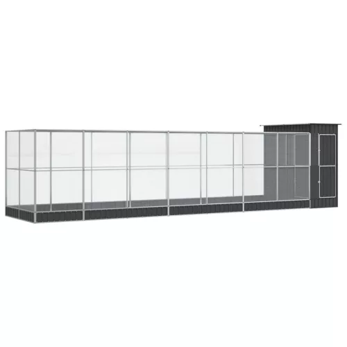  ezüstszínű acél madárház bővítménnyel 830 x 203 x 216 cm
