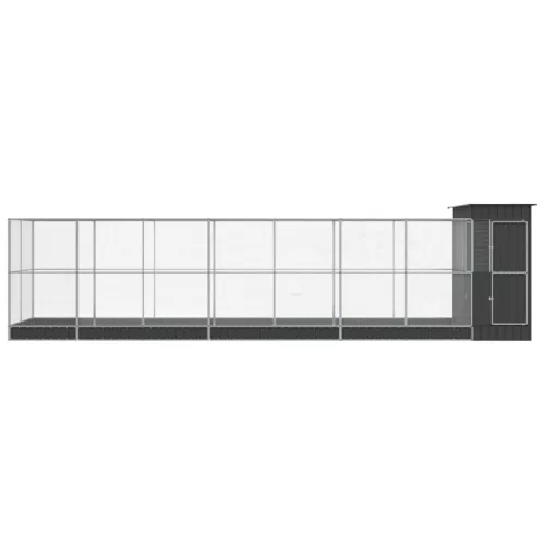  ezüstszínű acél madárház bővítménnyel 830 x 203 x 216 cm