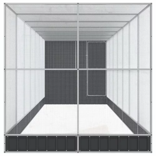  ezüstszínű acél madárház bővítménnyel 830 x 203 x 216 cm