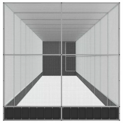  ezüstszínű acél madárház bővítménnyel 1244 x 203 x 216 cm