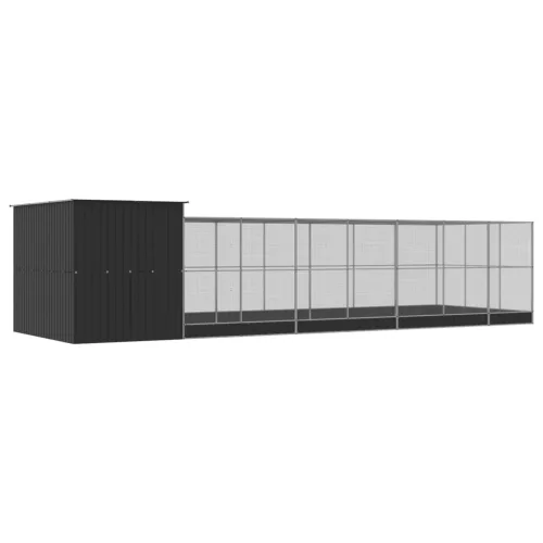  ezüstszínű acél madárház bővítménnyel 911 x 303 x 216 cm
