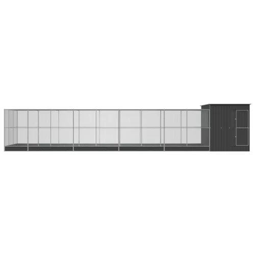  ezüstszínű acél madárház bővítménnyel 1118 x 303 x 216 cm