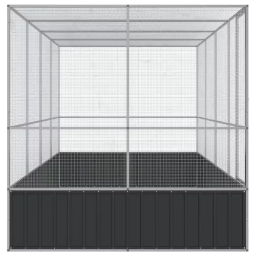  ezüstszínű acél madárház bővítménnyel 418x207x212 cm