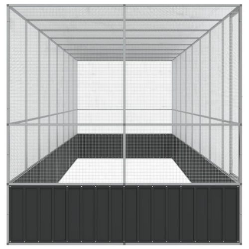  ezüstszínű acél madárház bővítménnyel 832x207x212 cm