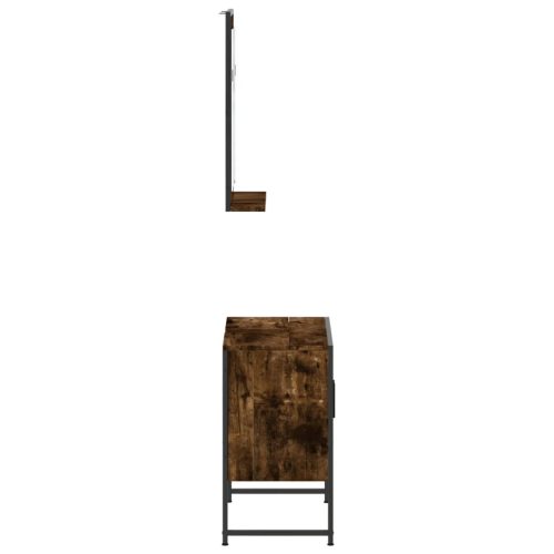  2 részes füstös tölgy szerelt fa fürdőszobai szekrényszett