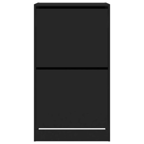  fekete cipőszekrény 2 kihajtható fiókkal 60 x 42 x 108 cm