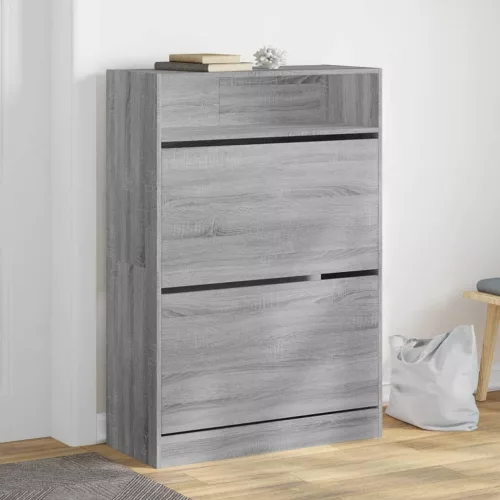  szürke sonoma cipőszekrény 2 kihajtható fiókkal 80x34x116 cm