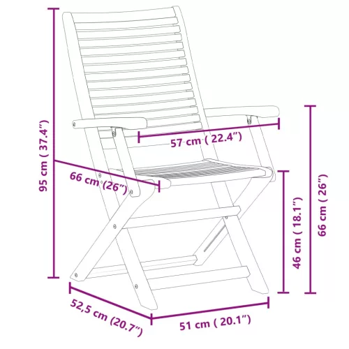  4 db összecsukható tömör akácfa kerti szék 57x66x95 cm