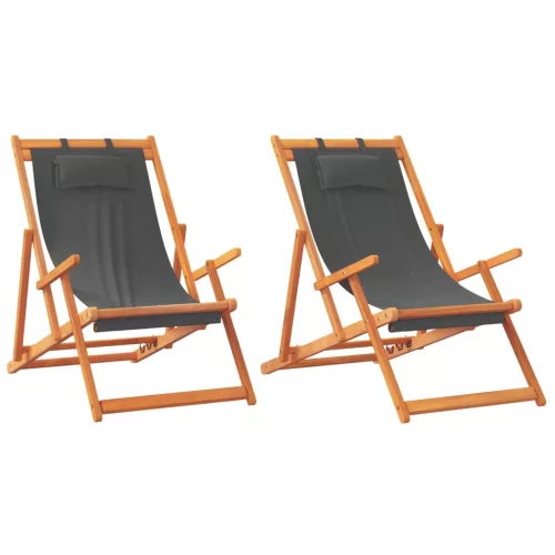  2 db összecsukható szürke szövet strandszék
