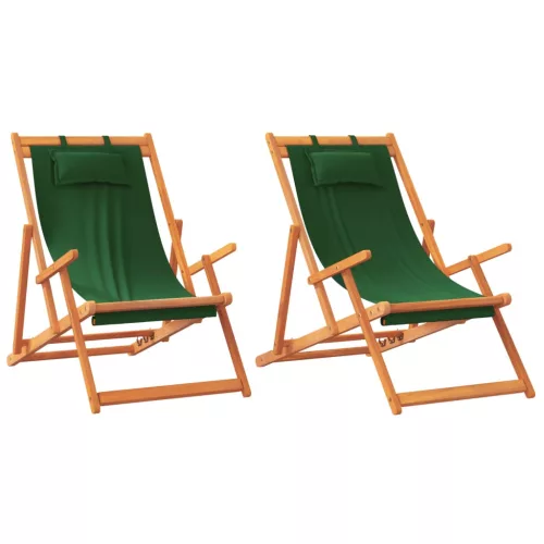  2 db összecsukható zöld szövet strandszék