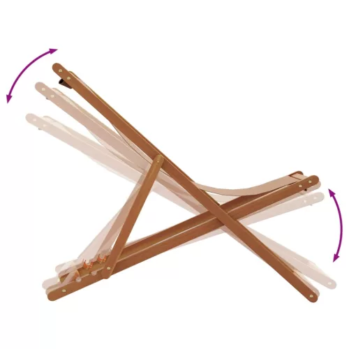  2 db tópszínű szövet és tömör fa összecsukható strandszék