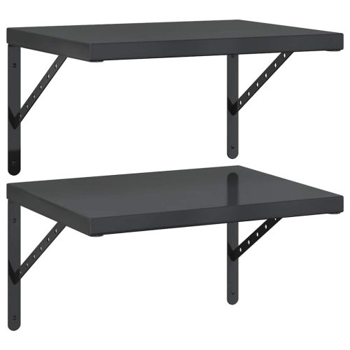  2 db fekete rozsdamentes acél fali polc 50 x 40 cm