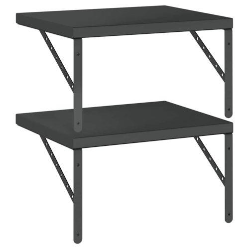  2 db fekete rozsdamentes acél fali polc 50 x 40 cm