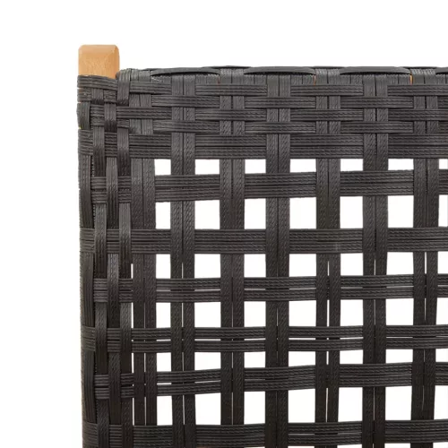  4 db fekete polyrattan és tömör fa dönthető kerti szék