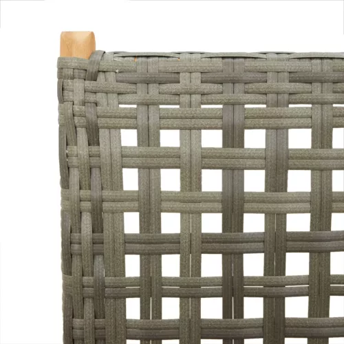  4 db szürke polyrattan és tömör fa dönthető kerti szék