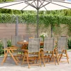  8 db szürke polyrattan és tömör fa dönthető kerti szék