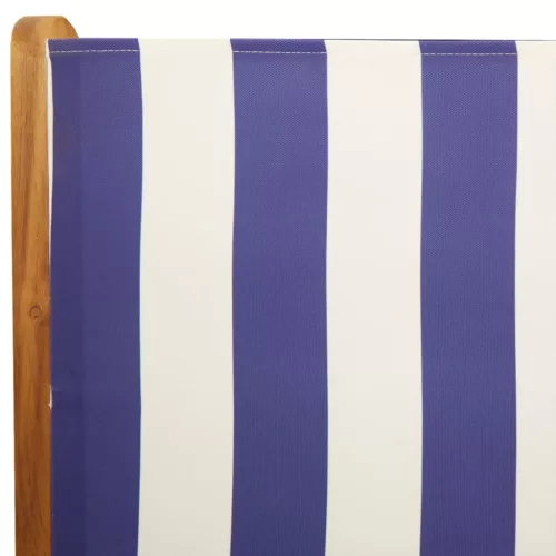  4 db kék és fehér szövet és tömör fa dönthető kerti szék