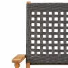  4 db fekete polyrattan és tömör fa összecsukható kerti szék