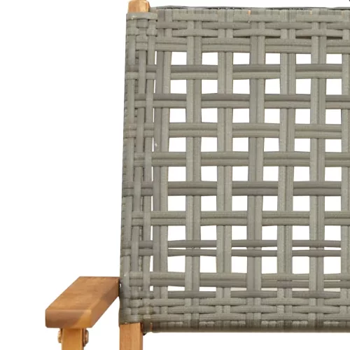  4 db szürke polyrattan és tömör fa összecsukható kerti szék