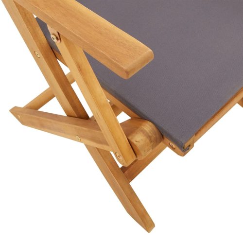  6 db antracitszürke szövet és tömör fa összecsukható kerti szék